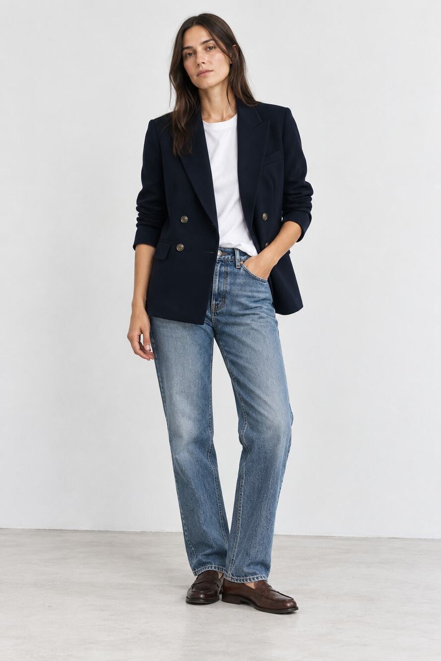 Madewell Double Breasted Blazer Womens Size 8 Black Tailored Work Jacket